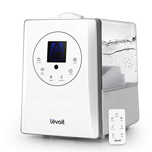 LEVOIT LV600HH Ultraschall Luftbefeuchter 6L, Warm/Kalt Dampf 70 m² Humidifier mit 1-12H Timer, Feuchtesensor und Fernbedienung, Dual 360° drehbare Düsen, Aroma Diffusor für Baby Schlafzimmer