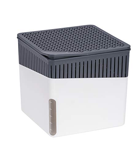 WENKO Raumentfeuchter Cube, Luftentfeuchter reduziert Schimmel & Gerüche, Auffangschale mit 1 kg Granulatblock nachfüllbar, fasst bis zu 1,6 l Feuchtigkeit, 16,5 x 15,7 x 16,5 cm, Weiß WENKO Raumentfeuchter Cube, Luftentfeuchter reduziert Schimmel & Gerüche, Auffangschale mit 1 kg Granulatblock nachfüllbar, fasst bis zu 1,6 l Feuchtigkeit, 16,5 x 15,7 x 16,5 cm, Weiß