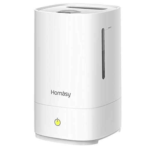 Homasy Ultraschall Luftbefeuchter, 4.5L Top-Füllung Humidifier bis zu 40-50m², Ultra Leise Raumluftbefeuchter, Luftbefeuchter Schlafzimmer mit Schlafmodus, 30h Arbeitszeit-Weiß Homasy Ultraschall Luftbefeuchter, 4.5L Top-Füllung Humidifier bis zu 40-50m², Ultra Leise Raumluftbefeuchter, Luftbefeuchter Schlafzimmer mit Schlafmodus, 30h Arbeitszeit-Weiß