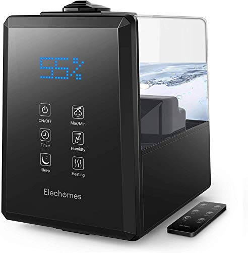 Elechomes Ultraschall Luftbefeuchter 6L, Warmer und Kühler Nebel mit Fernbedienung, Angepasste Luftfeuchtigkeit, Dual 360° Drehbare Dampfdüsen, Schlafmodus, 12 Stunden Timer, 40-70 m² - EC5501 Elechomes Ultraschall Luftbefeuchter 6L, Warmer und Kühler Nebel mit Fernbedienung, Angepasste Luftfeuchtigkeit, Dual 360° Drehbare Dampfdüsen, Schlafmodus, 12 Stunden Timer, 40-70 m² - EC5501