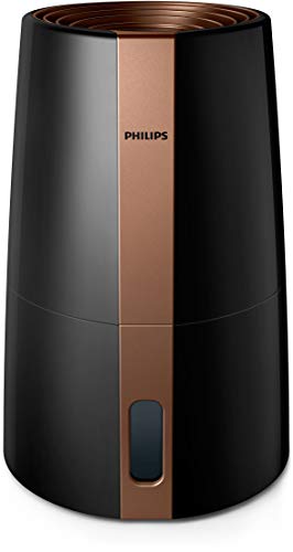 Philips Series 3000 Luftbefeuchter - 25 W, Verbreitet 99 % weniger Bakterien, 3 Feuchtigkeitsstufen, geeignet für größere Räume bis zu 45 m², Ruhemodus, Schwarz (HU3918/10)