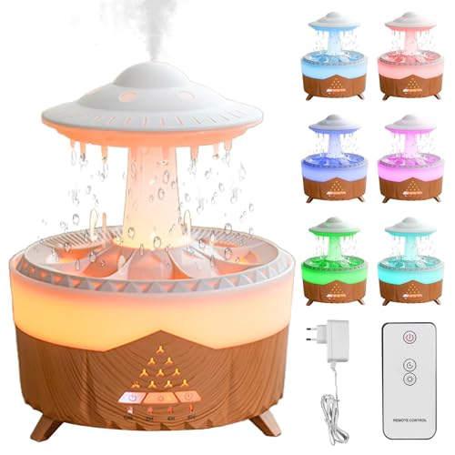 Regenwolken Luftbefeuchter und Diffusor 350ML Wasser-UFO-Form-Luftbefeuchter mit Fernbedienung, 7 Farben Aromatherapie Diffusor Weißer Lärm-Regentropfen-Luftbefeuchter für Schlafzimmer Regenwolken Luftbefeuchter und Diffusor 350ML Wasser-UFO-Form-Luftbefeuchter mit Fernbedienung, 7 Farben Aromatherapie Diffusor Weißer Lärm-Regentropfen-Luftbefeuchter für Schlafzimmer
